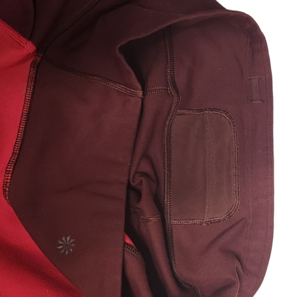 Athleta Workout 7/8 Tights w/ pockets All In Structure Colorblock Red Size M - Picture 9 of 11